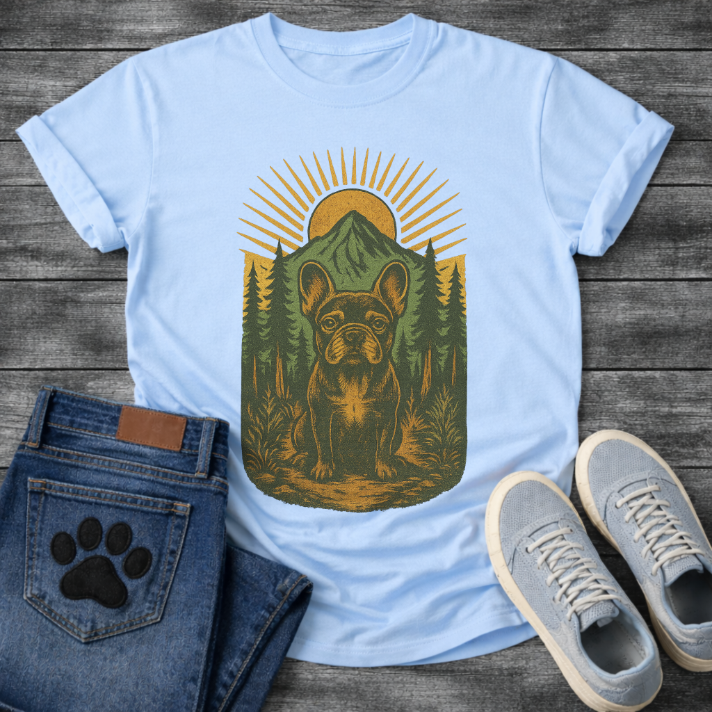 Mountain forest Frenchie dog shirt with French Bulldog nature wilderness design
