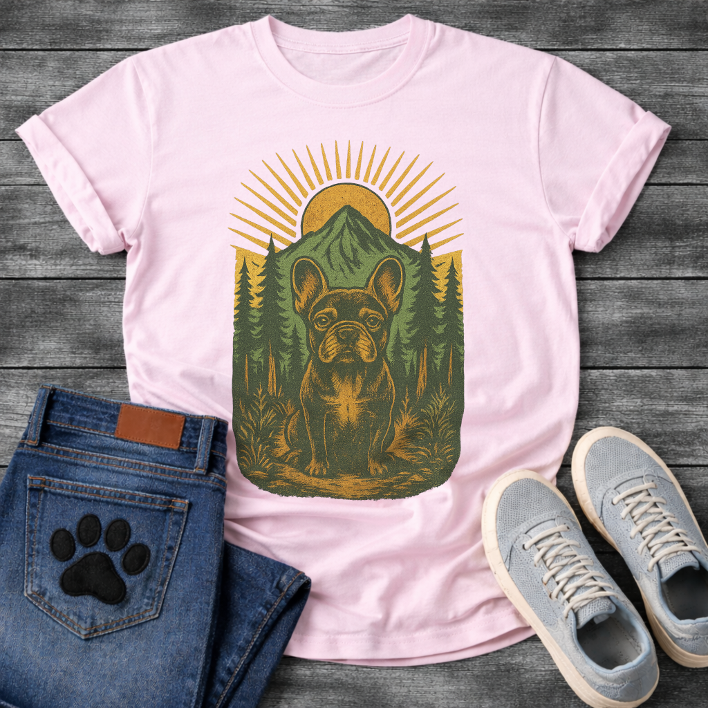 Mountain forest Frenchie dog shirt with French Bulldog nature wilderness design

