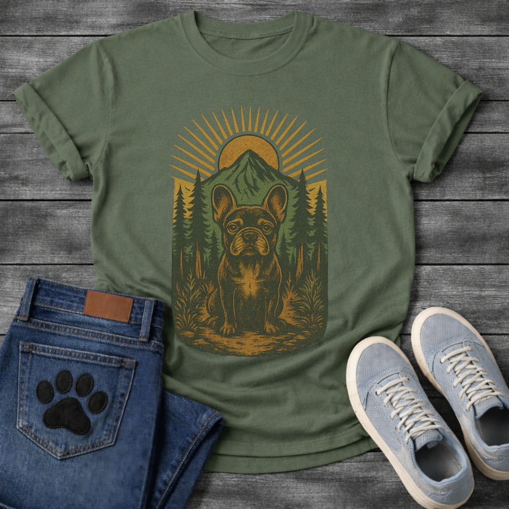 Mountain forest Frenchie dog shirt with French Bulldog nature wilderness design

