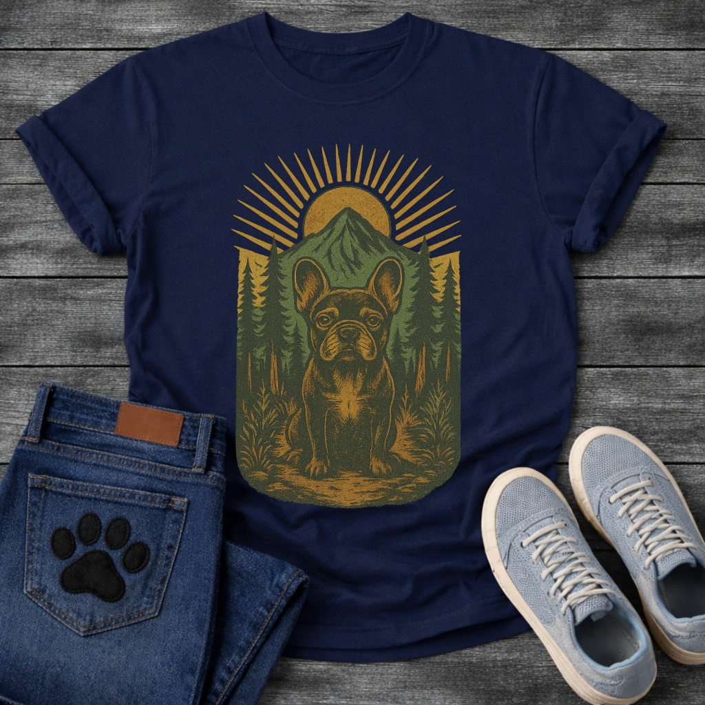 Mountain forest Frenchie dog shirt with French Bulldog nature wilderness design
