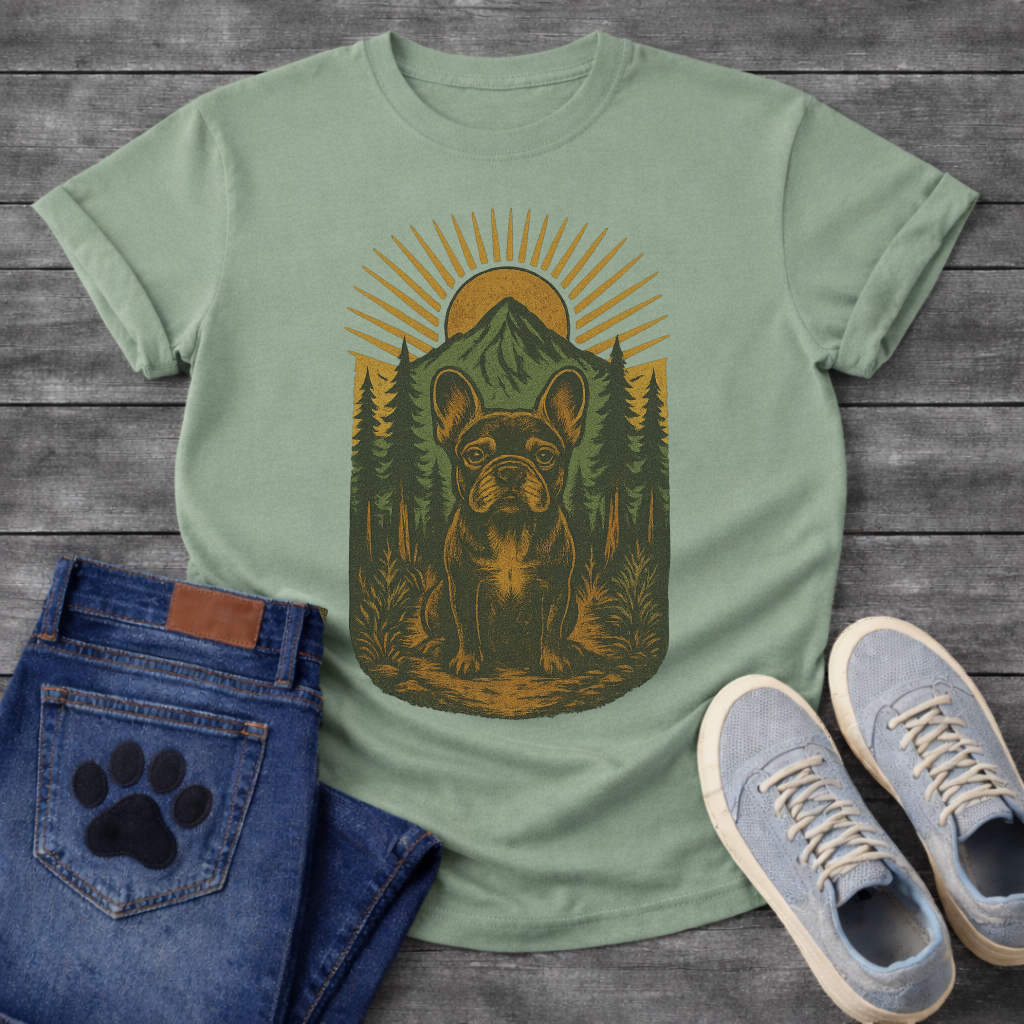 Mountain forest Frenchie dog shirt with French Bulldog nature wilderness design
