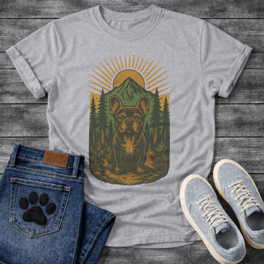 Mountain forest Frenchie dog shirt with French Bulldog nature wilderness design
