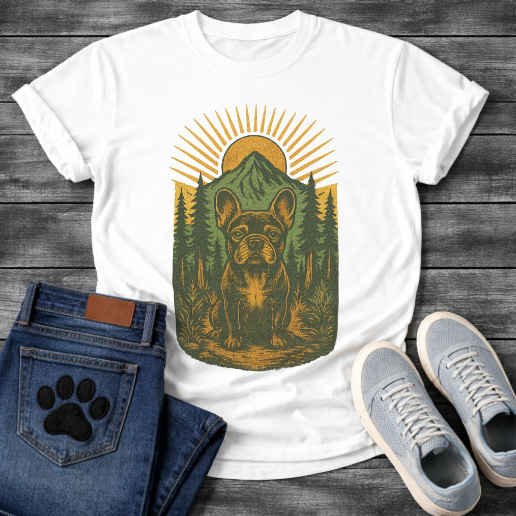Mountain forest Frenchie dog shirt with French Bulldog nature wilderness design
