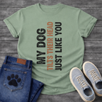 Funny dog shirts with tilt-to-read vertical text design