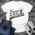 Are My Sunshine retro distressed script typography with French Bulldog sunburst graphic tee