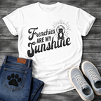 Are My Sunshine retro distressed script typography with French Bulldog sunburst graphic tee