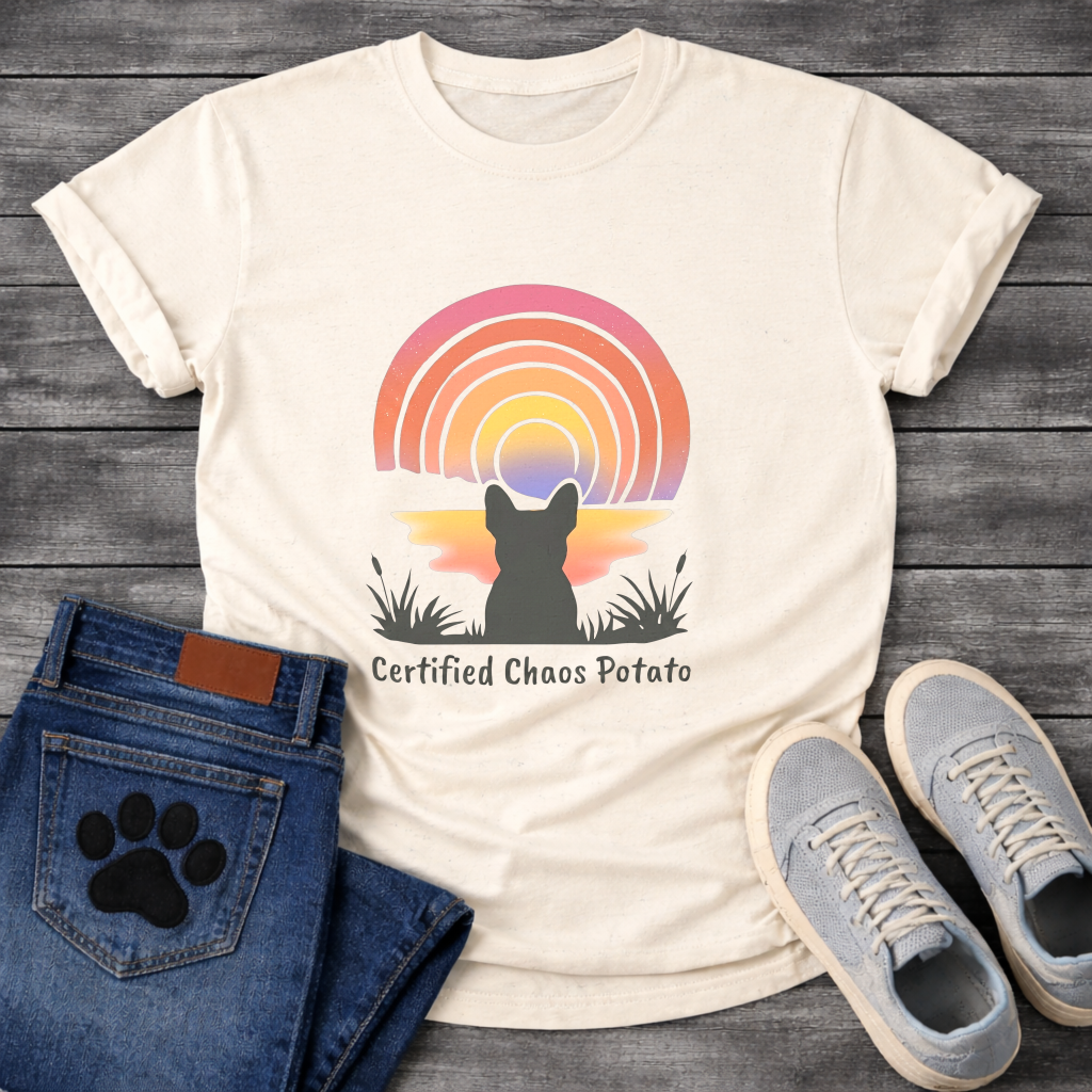 Certified Chaos Potato French Bulldog retro sunset t-shirt funny dog shirt pet lover apparel