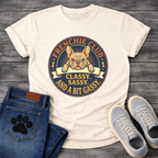 Frenchie Club Classy Sassy Bit Gassy full color fawn badge t-shirt funny French Bulldog shirt