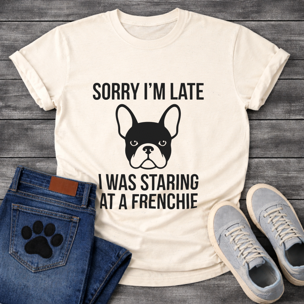 Sorry I'm Late I Was Staring At A Frenchie - French Bulldog Graphic Tee
