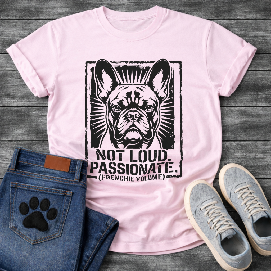 French Bulldog Not Loud Passionate Frenchie Volume funny dog shirt graphic tee
