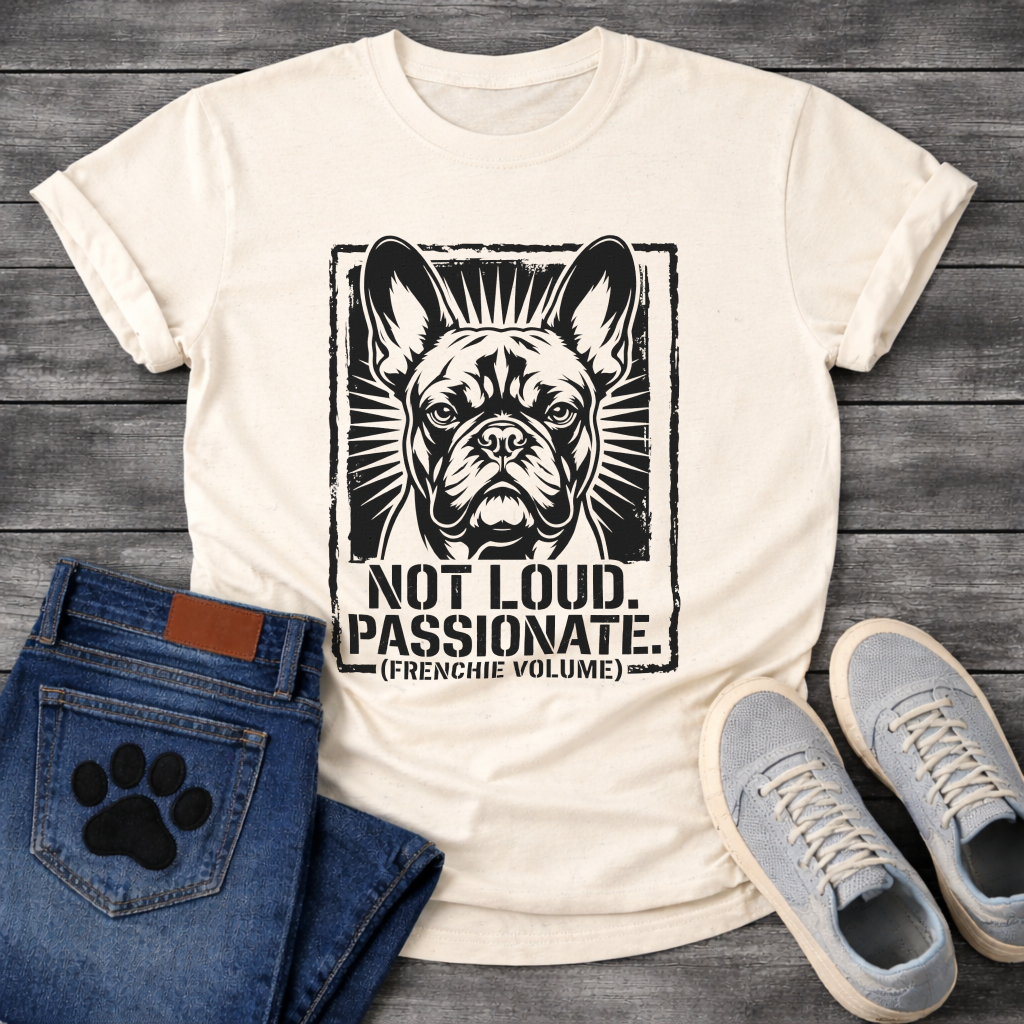 French Bulldog Not Loud Passionate Frenchie Volume funny dog shirt graphic tee