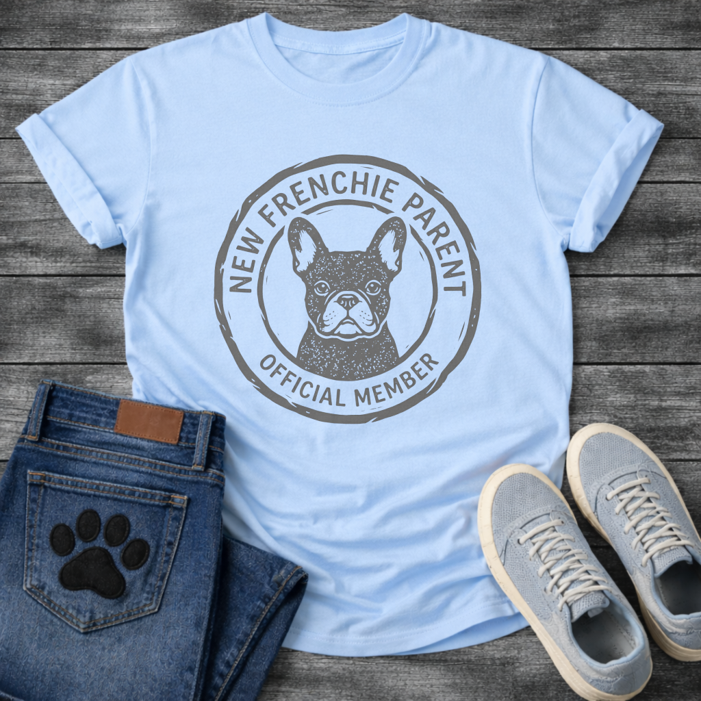 New Frenchie Parent Official Member badge stamp funny dog shirt tee

