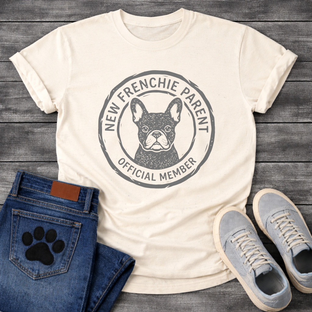 New Frenchie Parent Official Member badge stamp funny dog shirt tee
