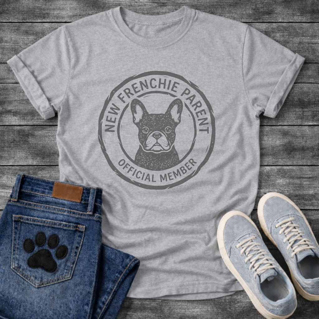 New Frenchie Parent Official Member badge stamp funny dog shirt tee
