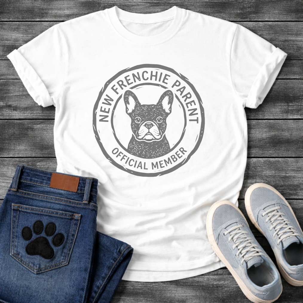New Frenchie Parent Official Member badge stamp funny dog shirt tee
