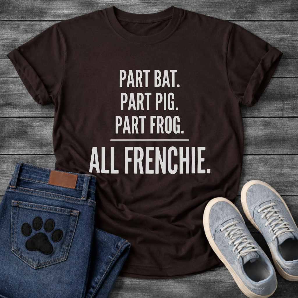 Part Bat Part Pig Part Frog All Frenchie bold typography graphic tee