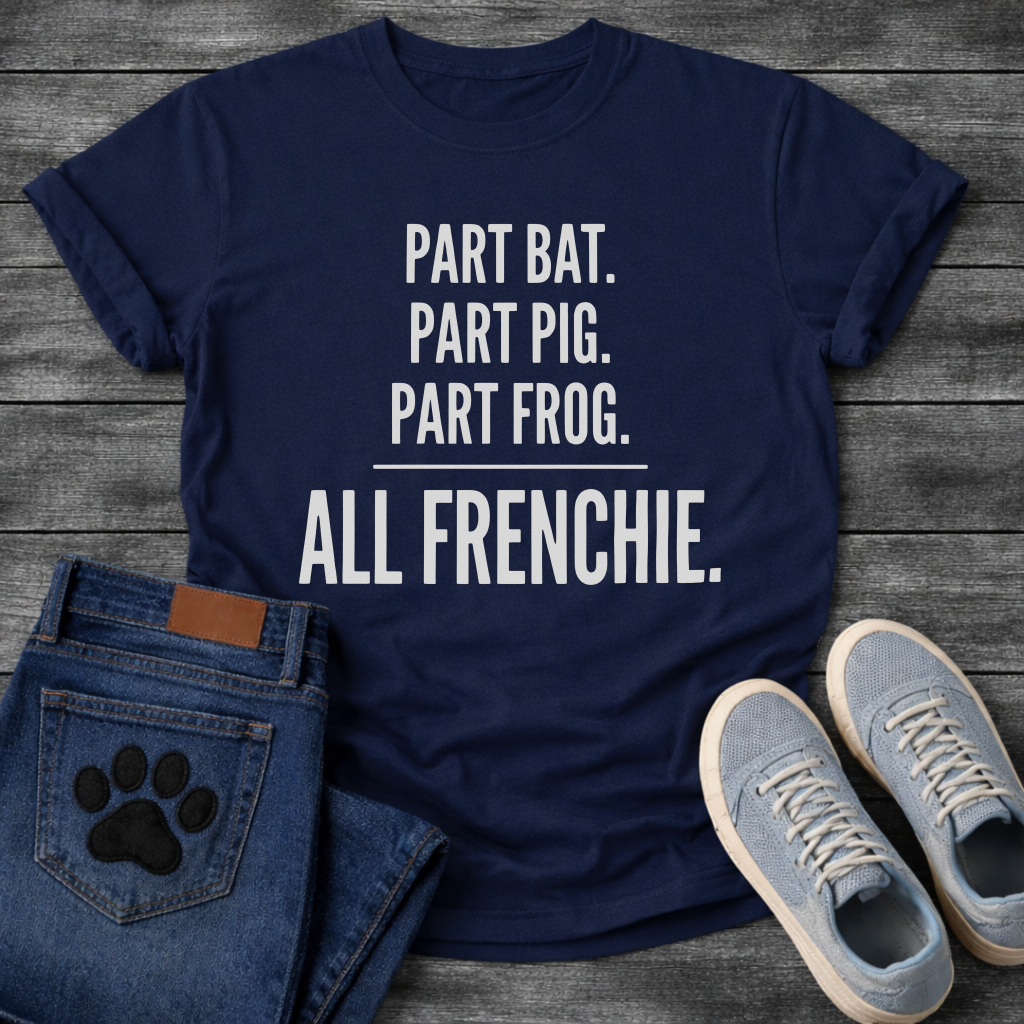 Part Bat Part Pig Part Frog All Frenchie bold typography graphic tee