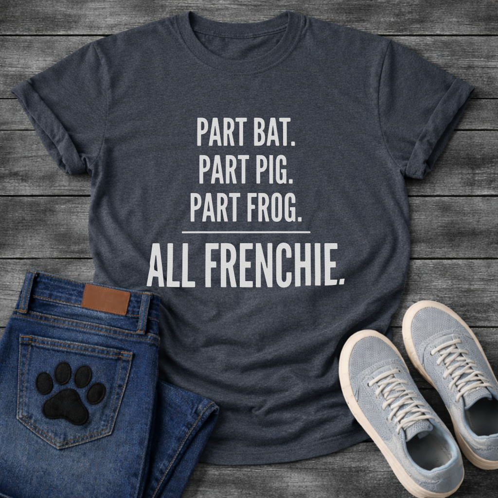Part Bat Part Pig Part Frog All Frenchie bold typography graphic tee