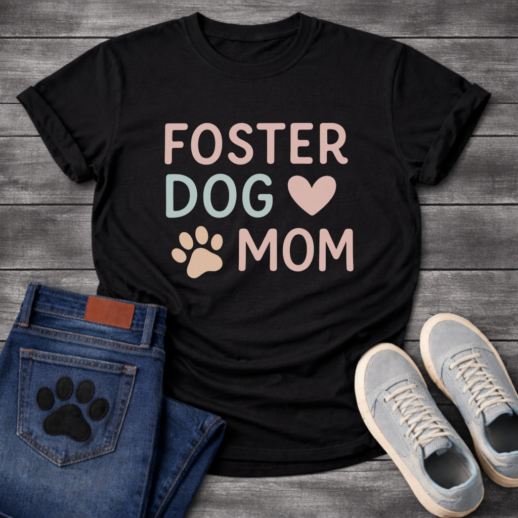 Foster dog mom shirt with sweet puppy design for rescue dog parents