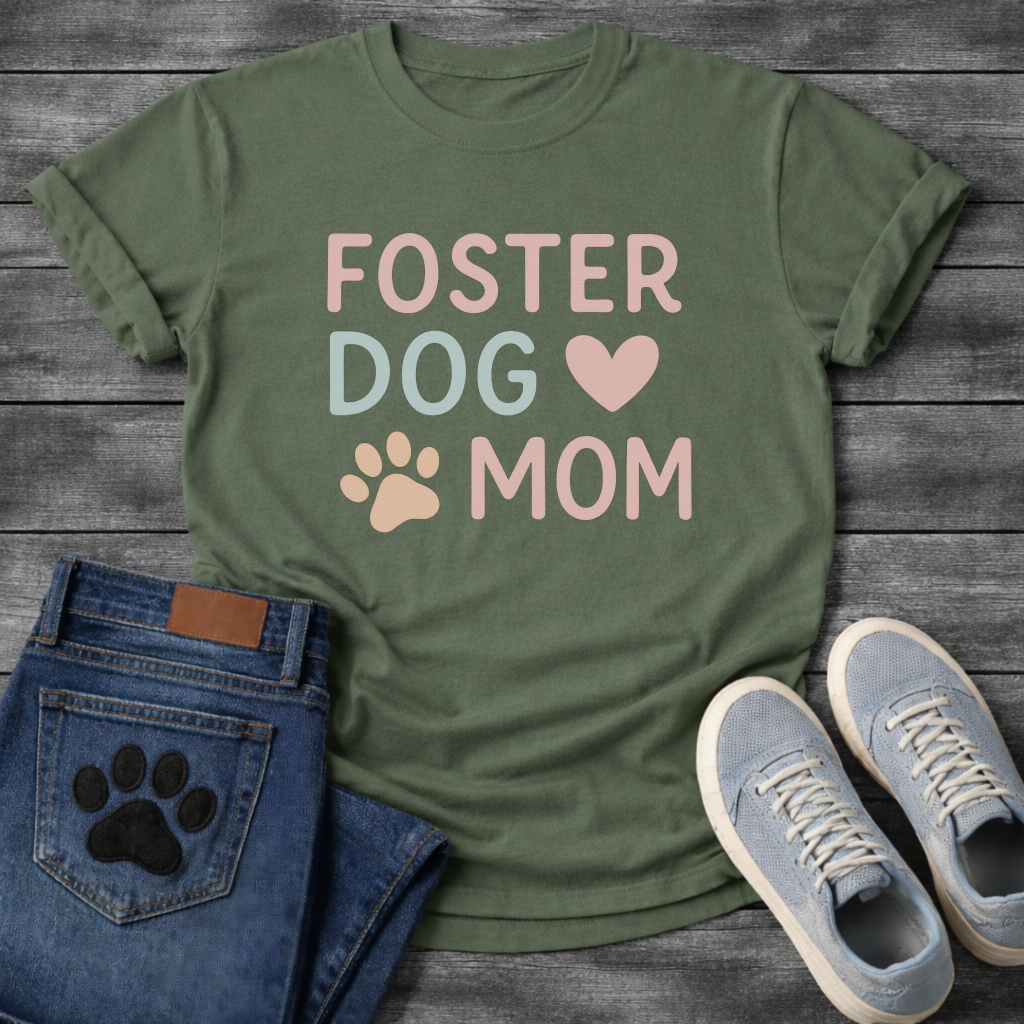 Foster dog mom shirt with sweet puppy design for rescue dog parents