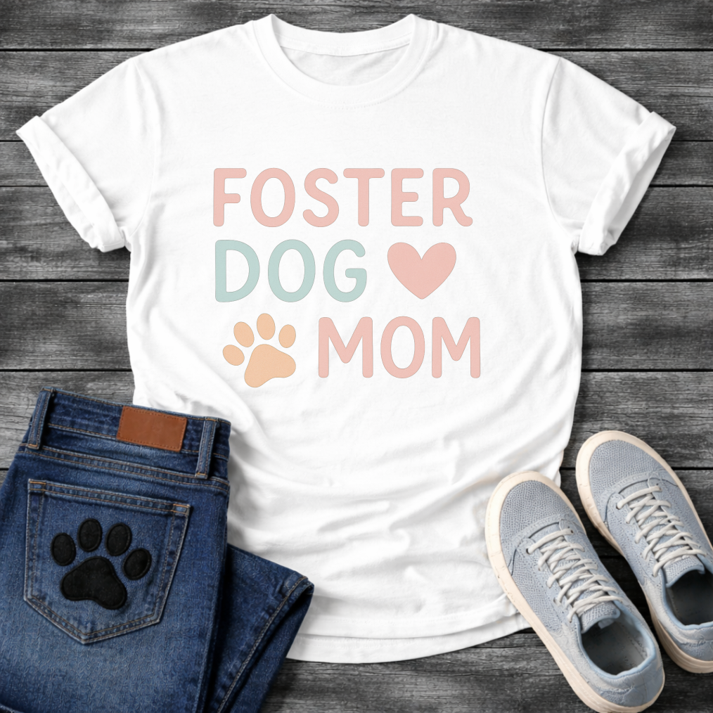 Foster dog mom shirt with sweet puppy design for rescue dog parents