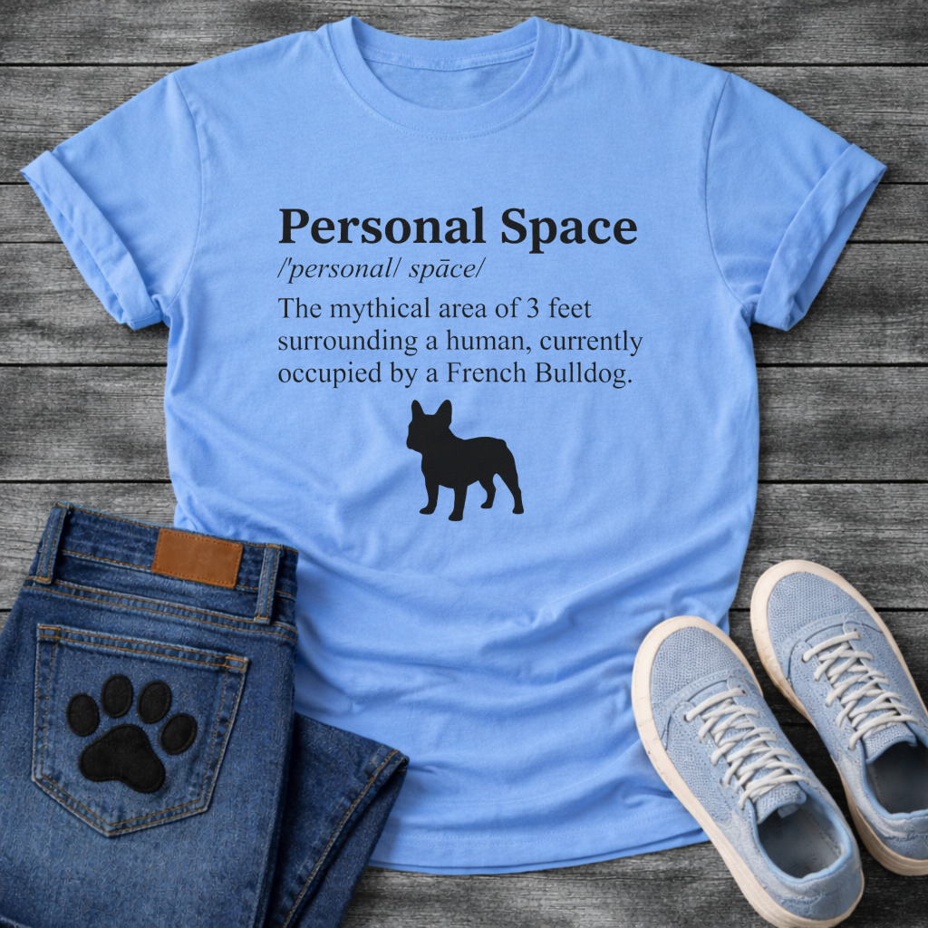 Personal Space definition funny dog shirt white French Bulldog pet lover apparel tee
