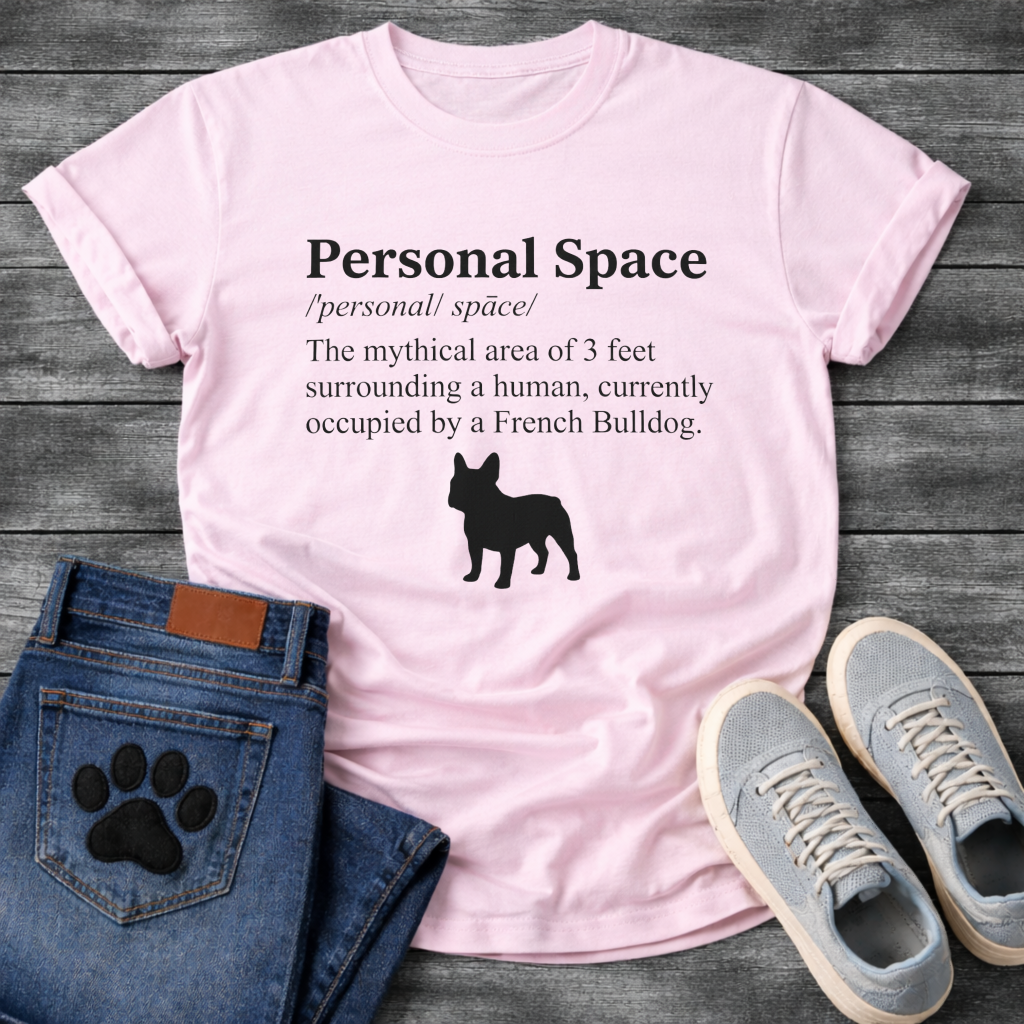 Personal Space definition funny dog shirt white French Bulldog pet lover apparel tee
