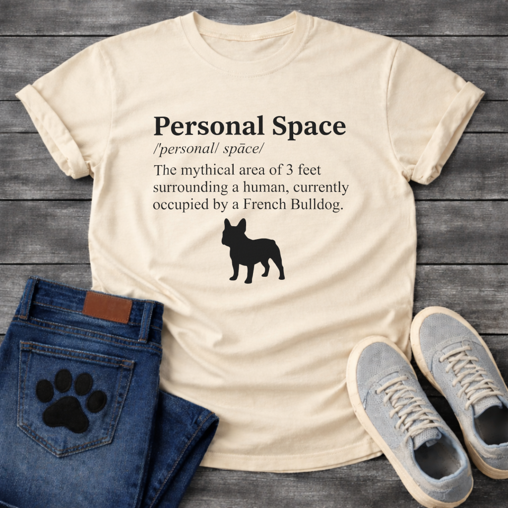 Personal Space definition funny dog shirt white French Bulldog pet lover apparel tee
