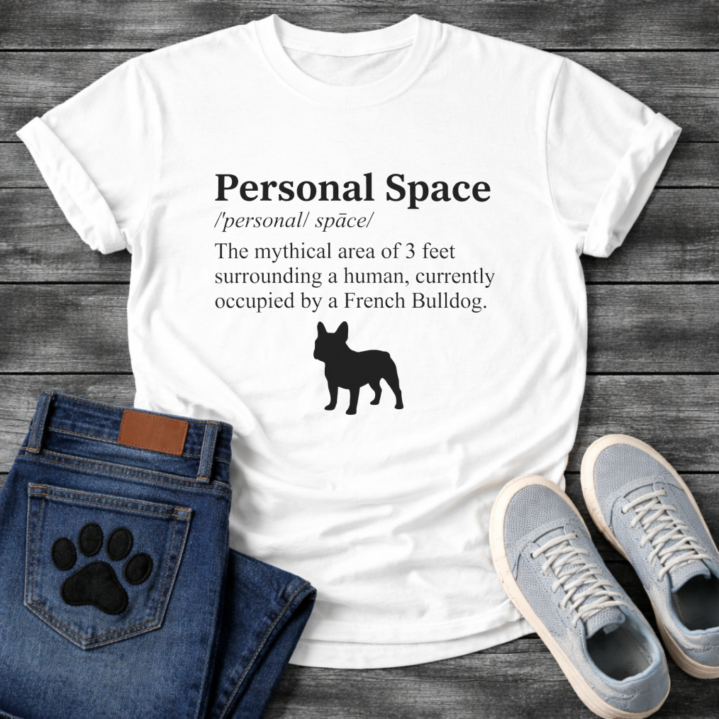 Personal Space definition funny dog shirt white French Bulldog pet lover apparel tee
