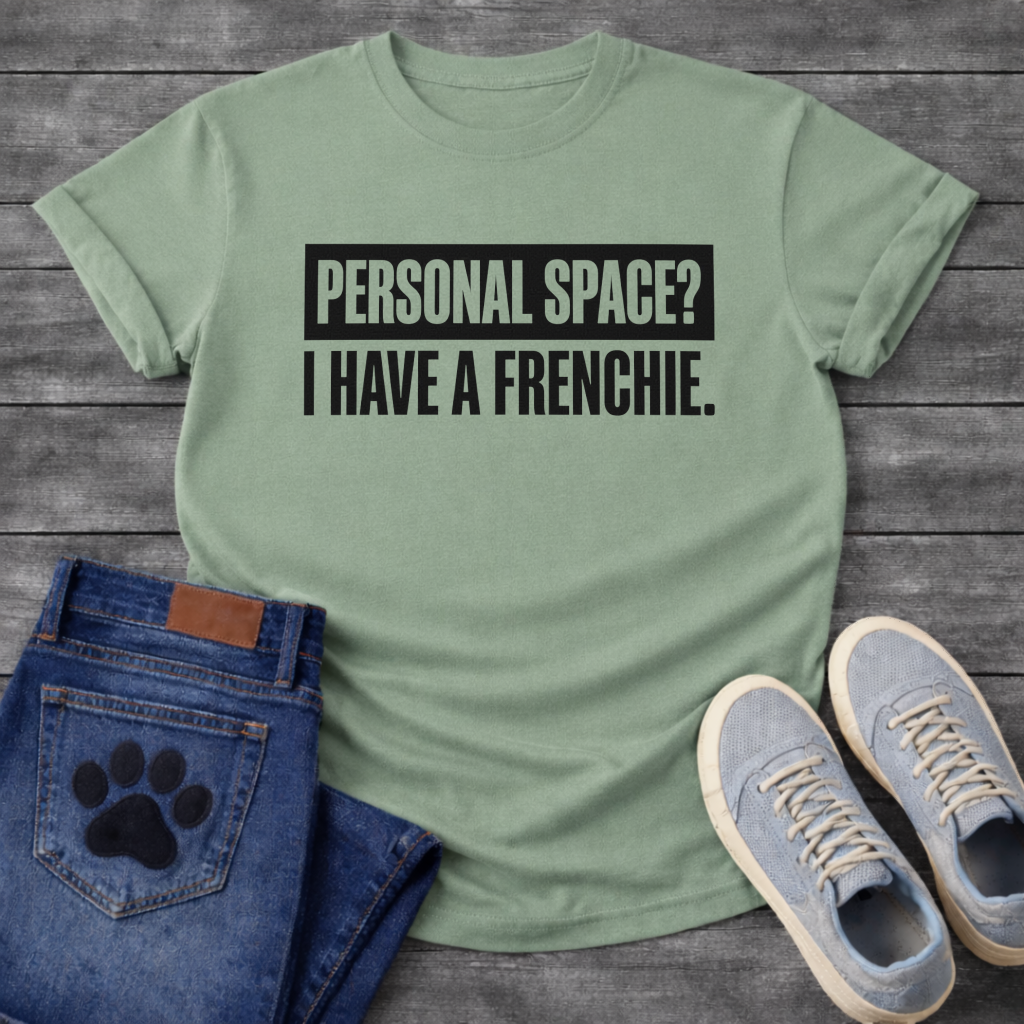 Personal Space I Have A Frenchie bold text funny dog shirt white French Bulldog tee
