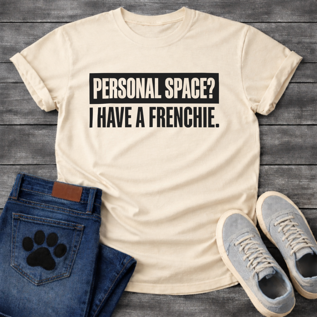 Personal Space I Have A Frenchie bold text funny dog shirt white French Bulldog tee
