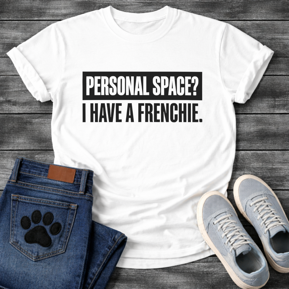 Personal Space I Have A Frenchie bold text funny dog shirt white French Bulldog tee
