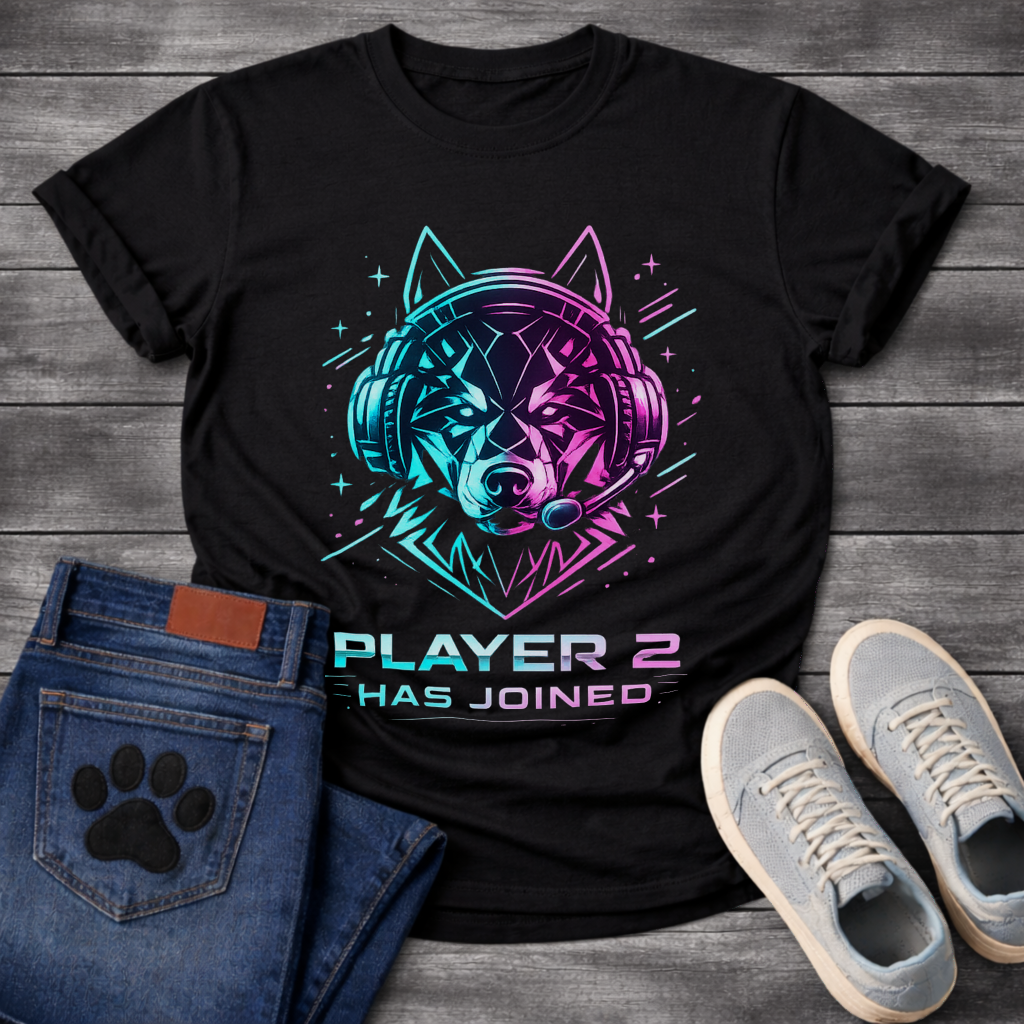 Player 2 Has Joined gaming-style announcement shirt for new dog parents