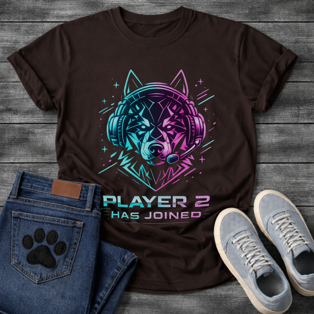 Player 2 Has Joined gaming-style announcement shirt for new dog parents