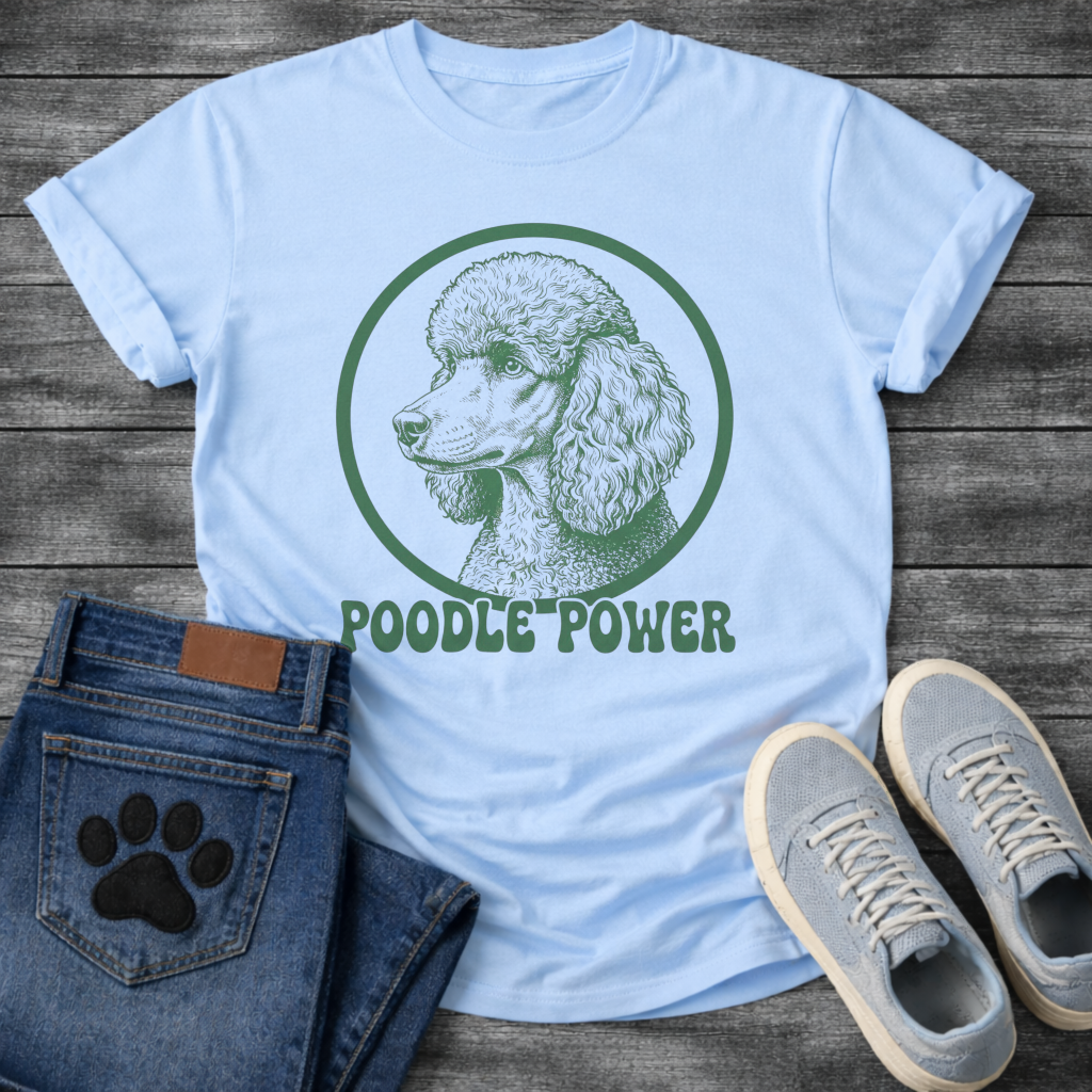Poodle Power funny dog shirt white Standard Poodle pet lover apparel tee
