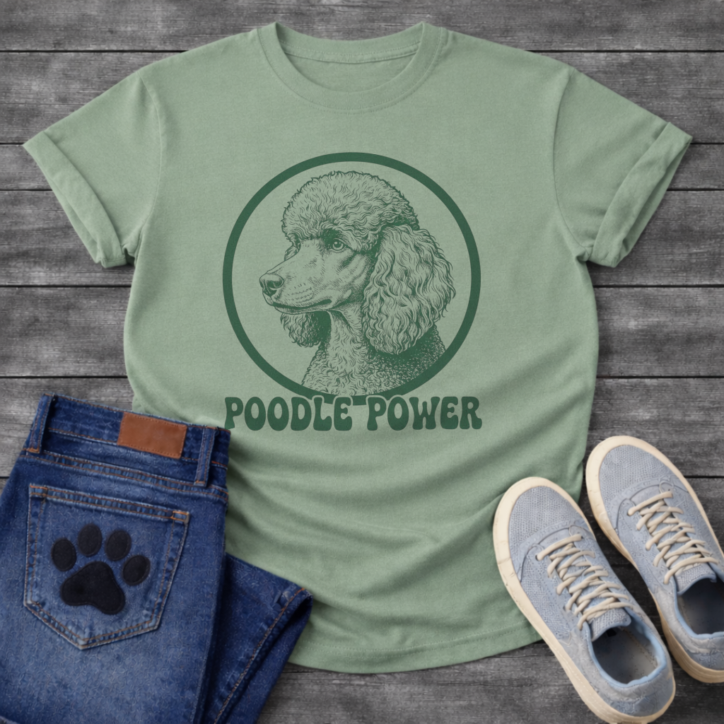 Poodle Power funny dog shirt white Standard Poodle pet lover apparel tee