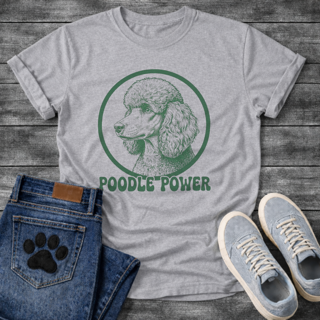 Poodle Power funny dog shirt white Standard Poodle pet lover apparel tee