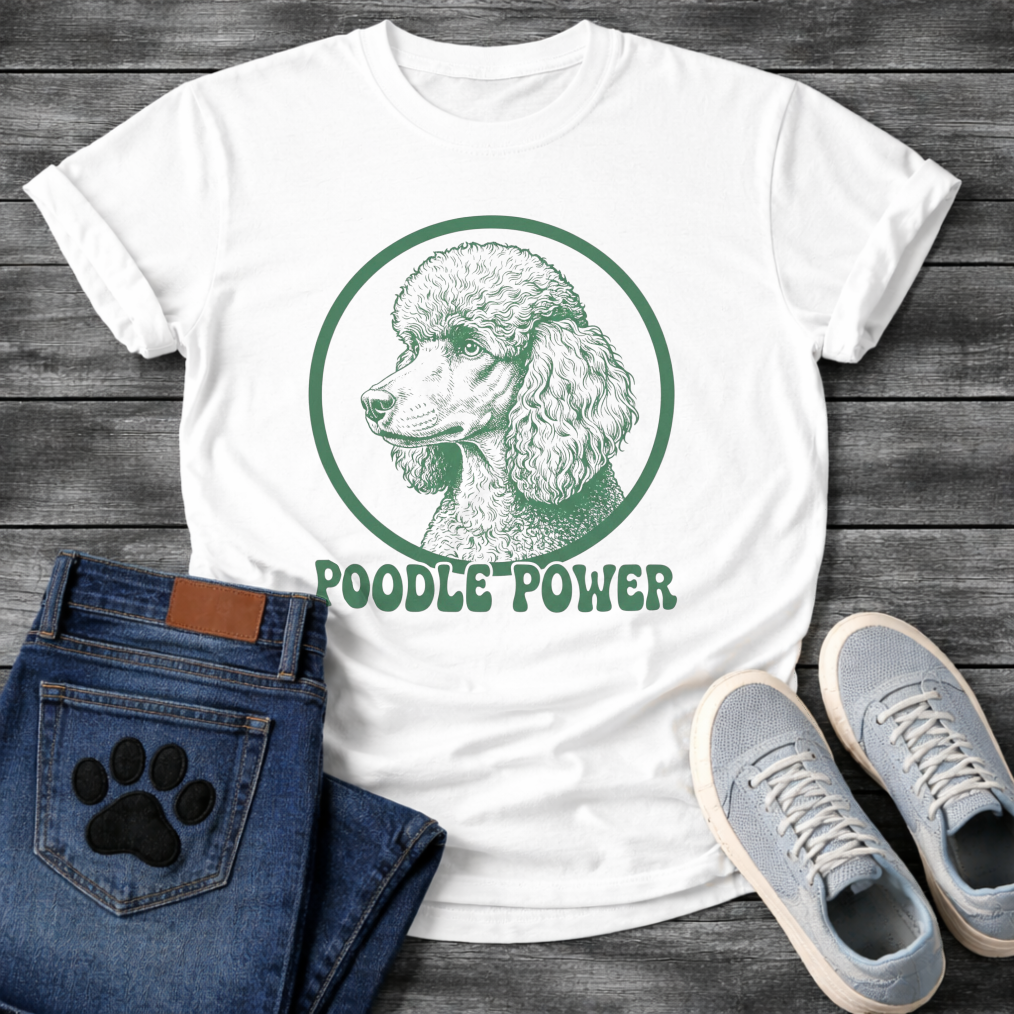 Poodle Power funny dog shirt white Standard Poodle pet lover apparel tee