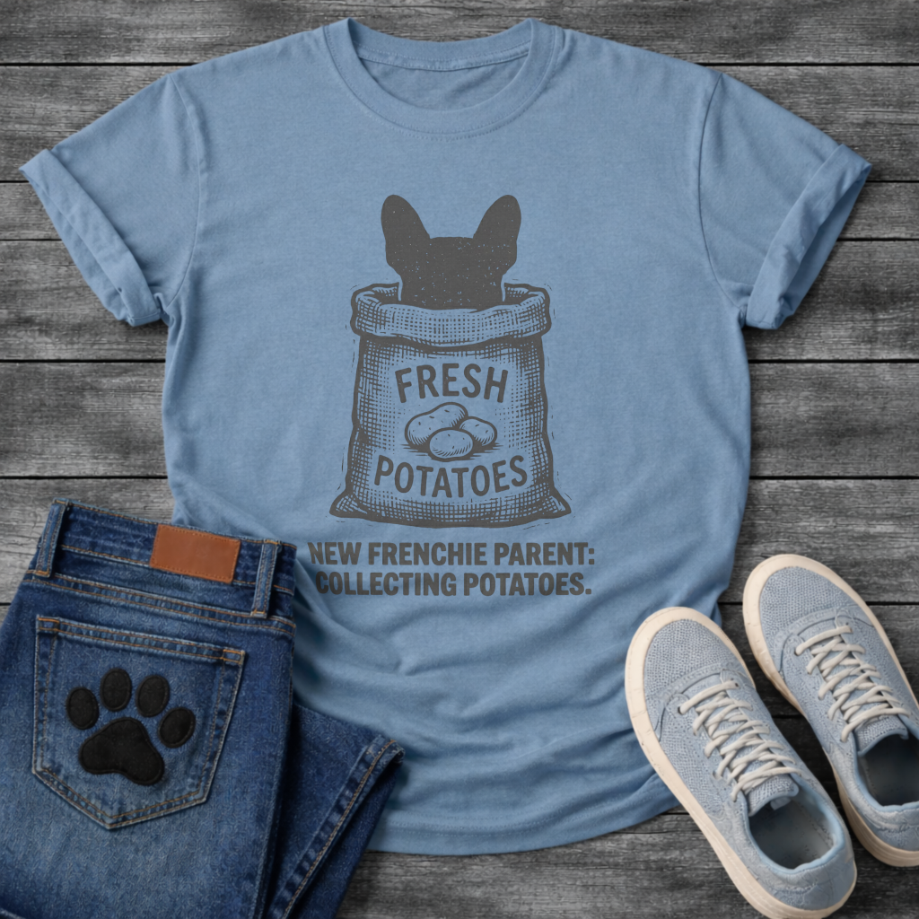 New Frenchie Parent Collecting Potatoes fresh potato sack funny dog shirt tee