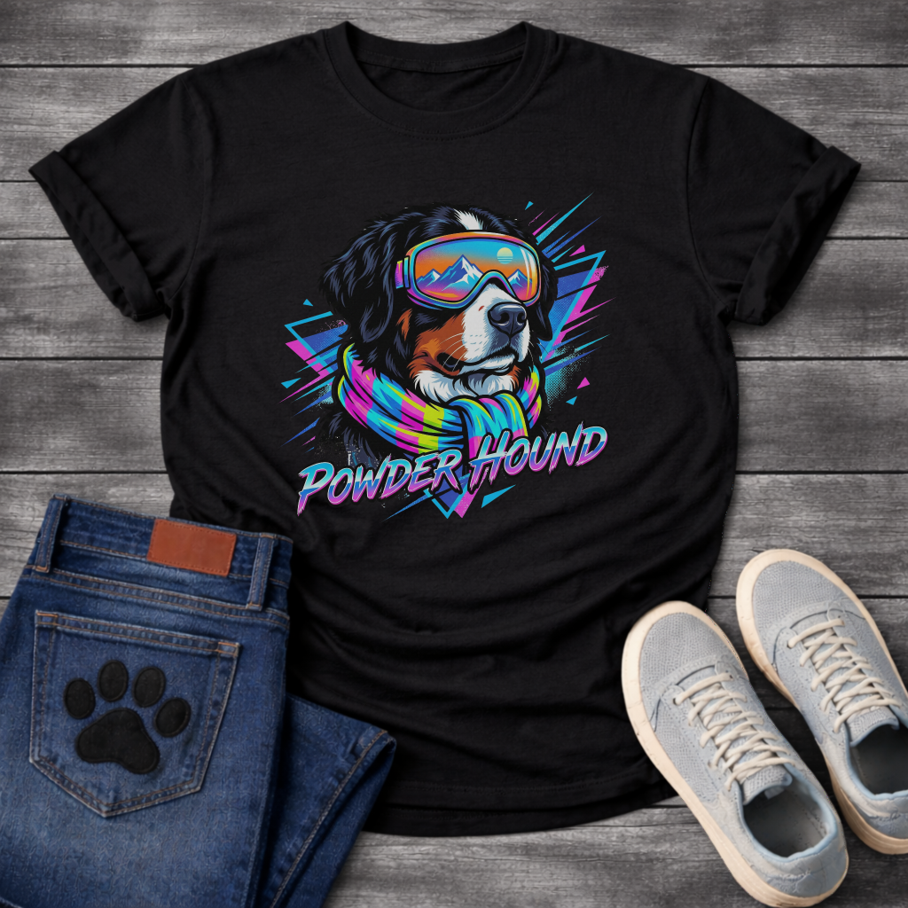 Powder Hound retro ski dog funny winter sports shirt