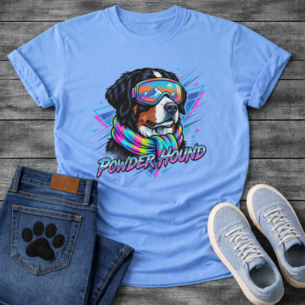 Powder Hound retro ski dog funny winter sports shirt