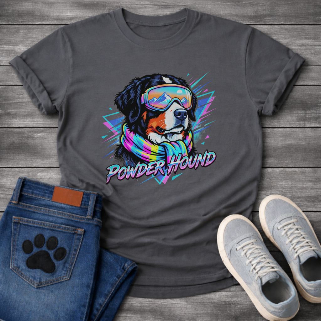 Powder Hound retro ski dog funny winter sports shirt