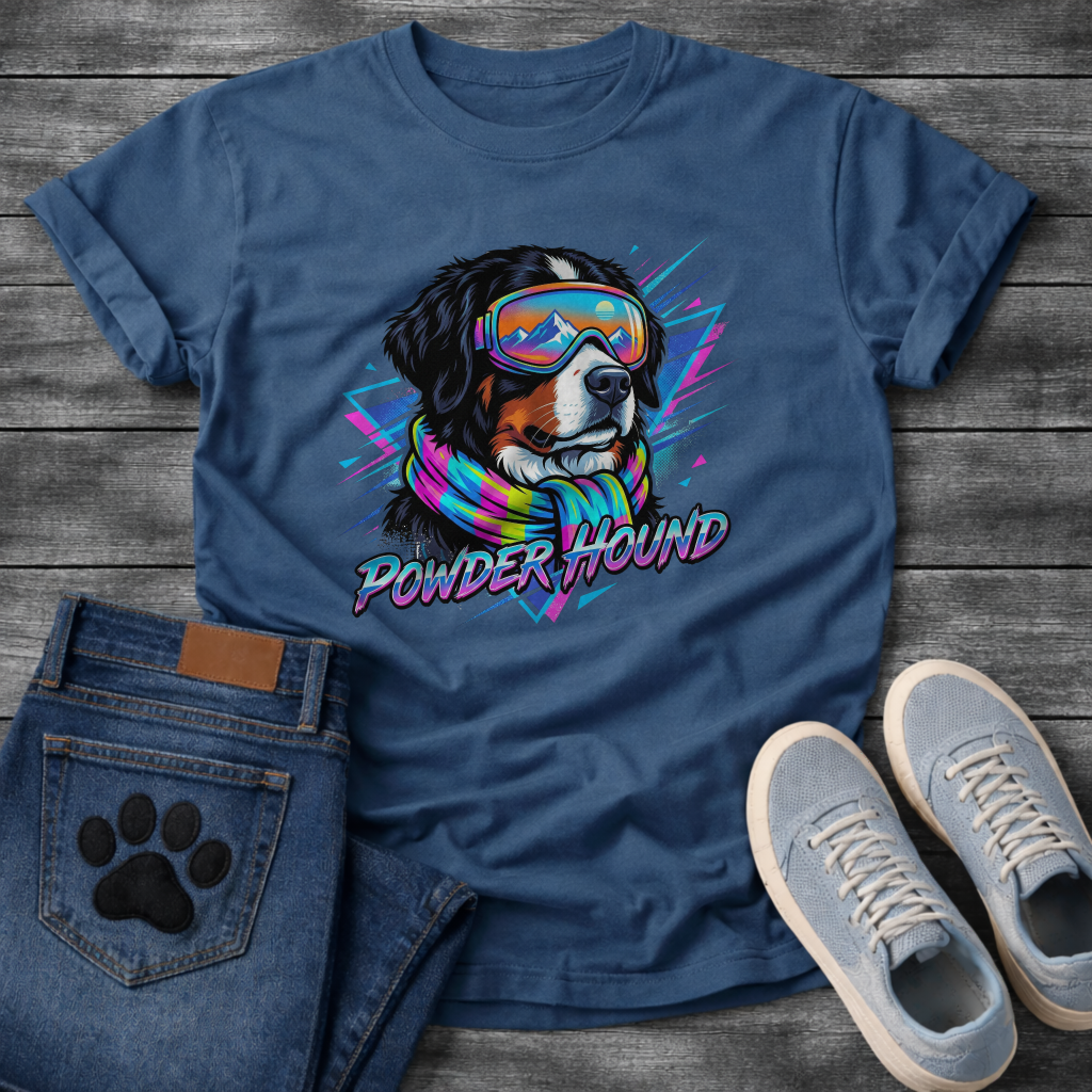 Powder Hound retro ski dog funny winter sports shirt