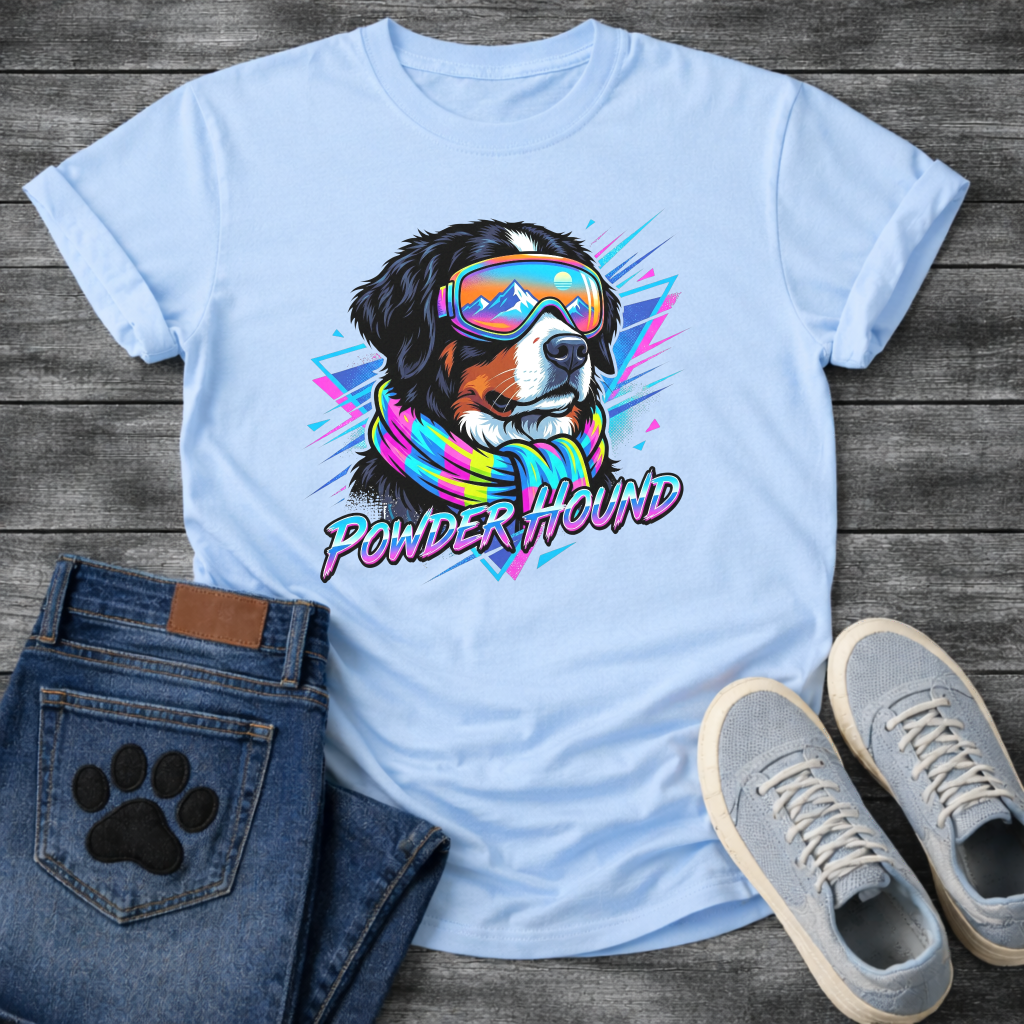 Powder Hound retro ski dog funny winter sports shirt