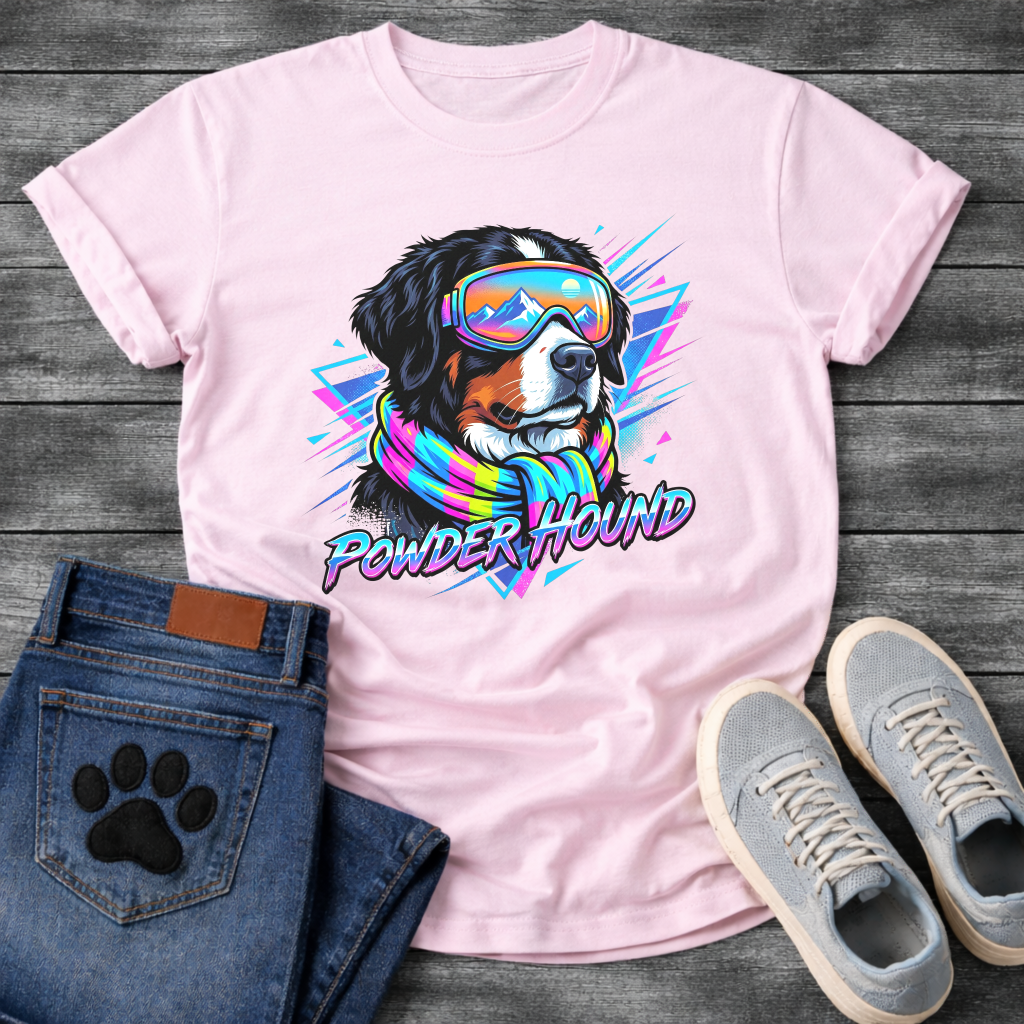 Powder Hound retro ski dog funny winter sports shirt