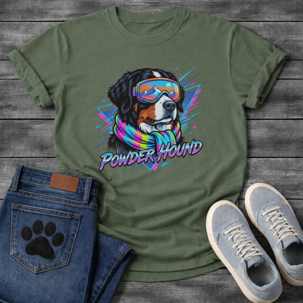 Powder Hound retro ski dog funny winter sports shirt