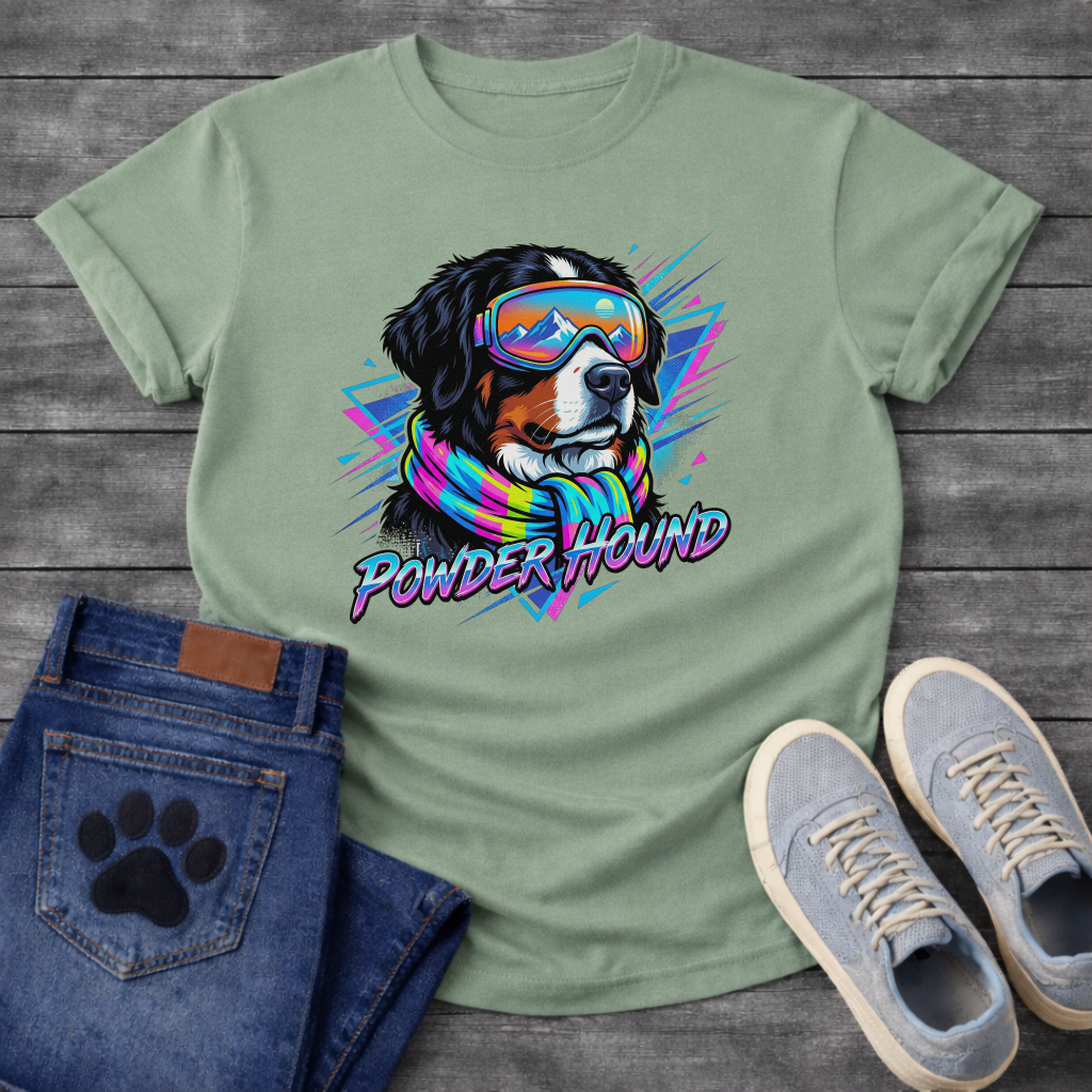 Powder Hound retro ski dog funny winter sports shirt