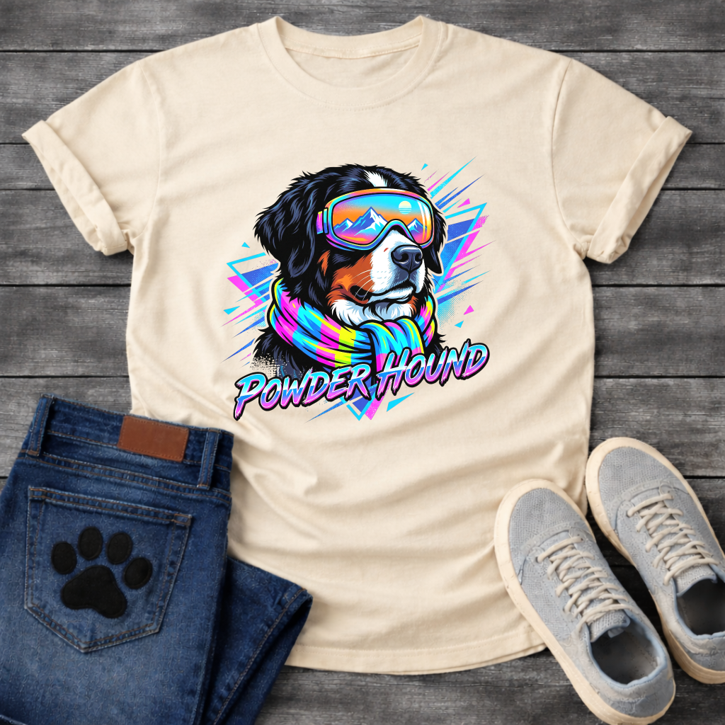 Powder Hound retro ski dog funny winter sports shirt