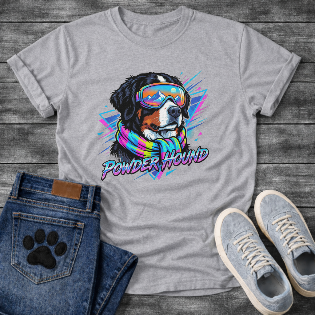 Powder Hound retro ski dog funny winter sports shirt