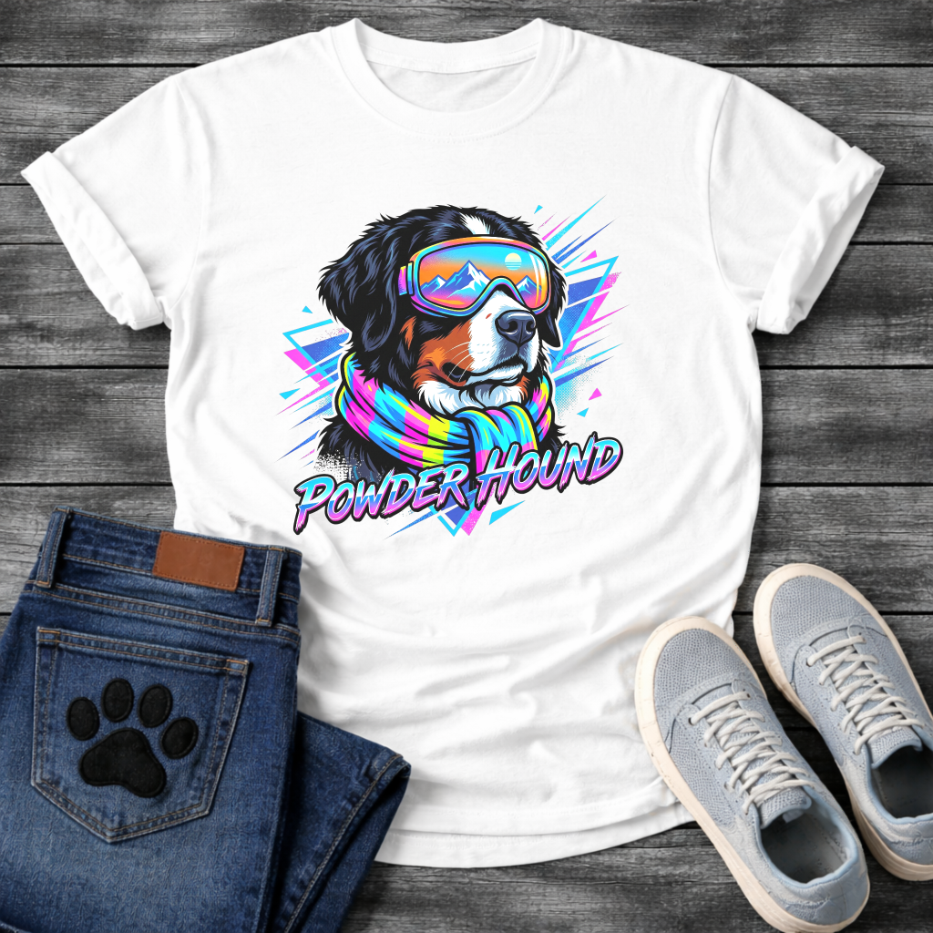 Powder Hound retro ski dog funny winter sports shirt